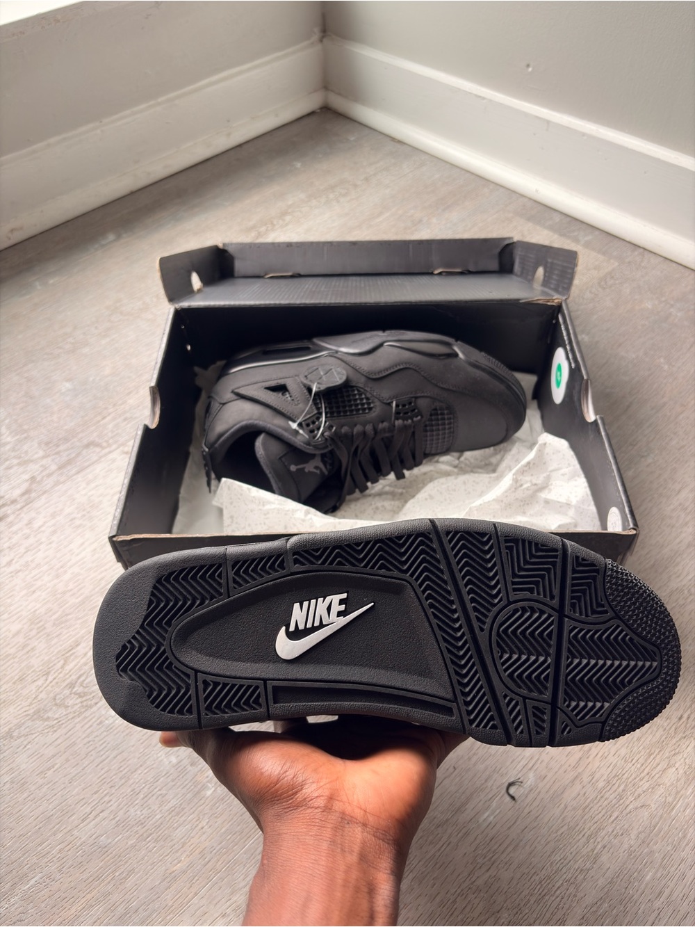 Nike Air Jordan 4 Retro Black Men's Sneakers - Picture 5 of 6